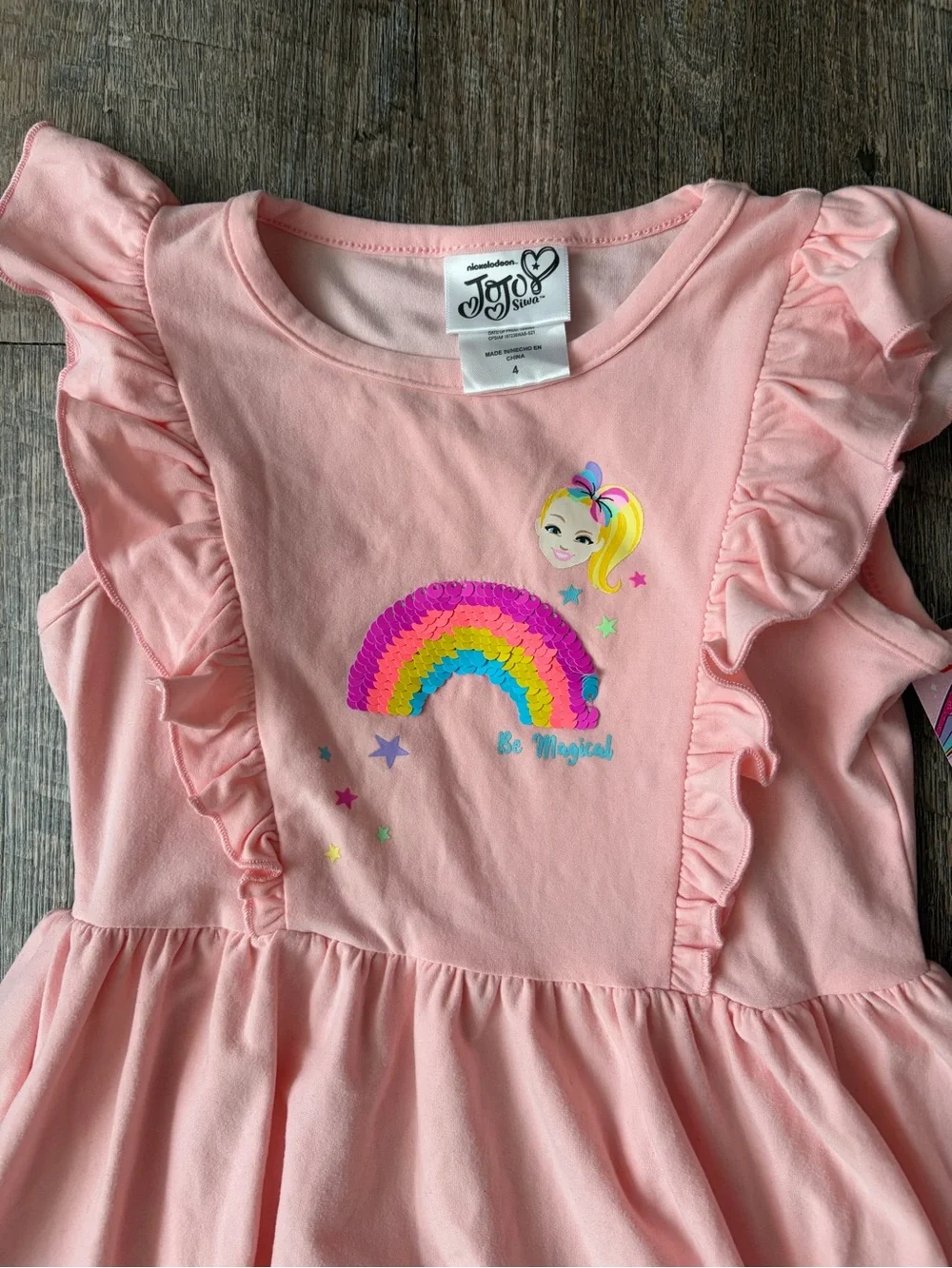 JoJo Siwa Pink Ruffle Rainbow Graphic Dress